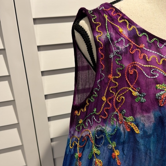 Just Love NWT embroidered Tie Die Dress/ Cover up flowy and very soft. - Picture 4 of 10